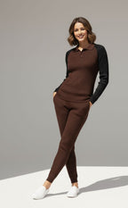 Old Money Long Sleeve Polo & Joggers Combo For Women – Coffee