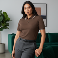Blackdoo Waffle Zip Polo - Caramel
