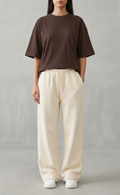 Drop Shoulder & Baggy Trouser Combo- Coffee & Cream Lvory
