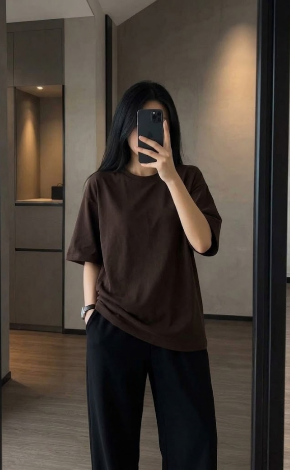 Drop Shoulder & Baggy Trouser Combo - Coffee & Black