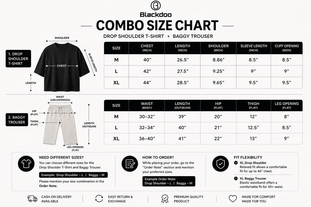 Drop Shoulder & Baggy Trouser Combo - Black & Coffee