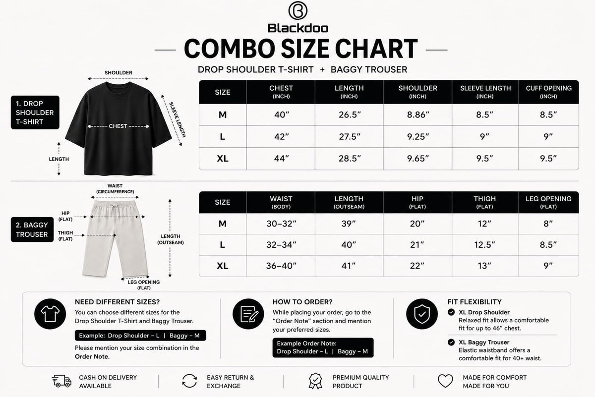 Drop Shoulder & Baggy Trouser Combo - Coffee & Black
