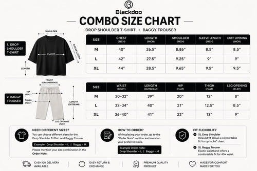 Drop Shoulder & Baggy Trouser Combo - Black & Coffee